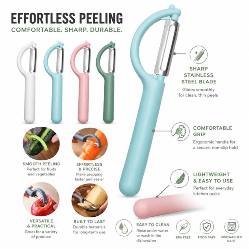 Pack of 4 Stainless Steel P-Type Vegetable Peelers image number 2