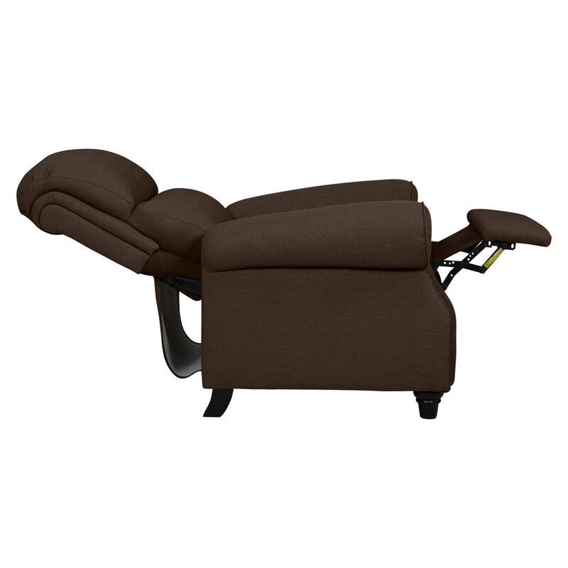 ProLounger Bustle-Back Pushback Recliner with Nailheads in Brown Linen