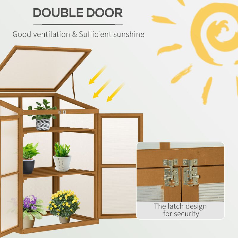 Hivvago Mini Wooden Cold Frame Greenhouse for Garden image number 4