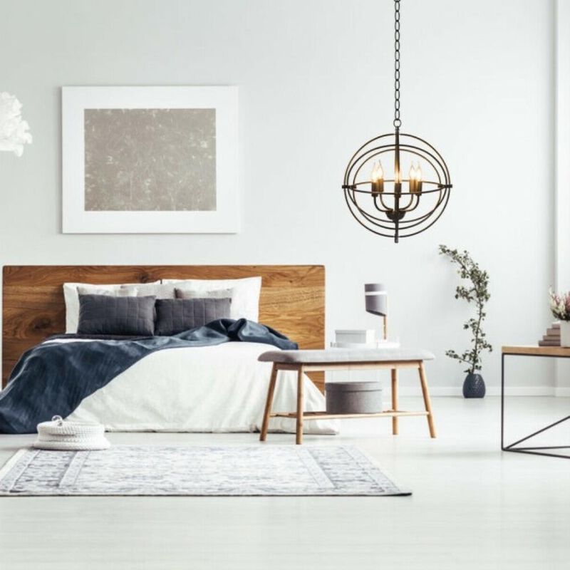 Hivvago 5 Light Brass Rustic Industrial Rotating Metal Chandelier