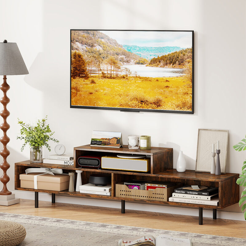 TV Stand with 3 Open Storage Compartments and Entertainment Center Design image number 3