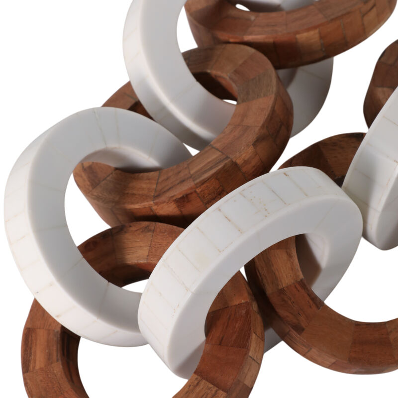 23x4" Wood And Resin Chain, Ivory/brown image number 4