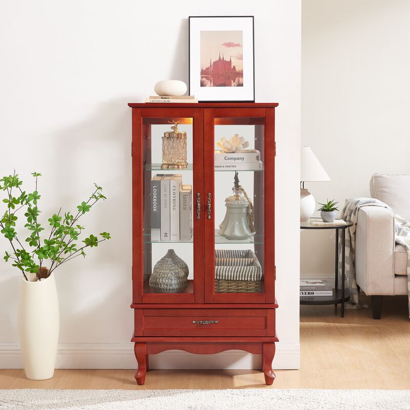 Cistu Lighted Glass Curio Display Cabinet image number 1