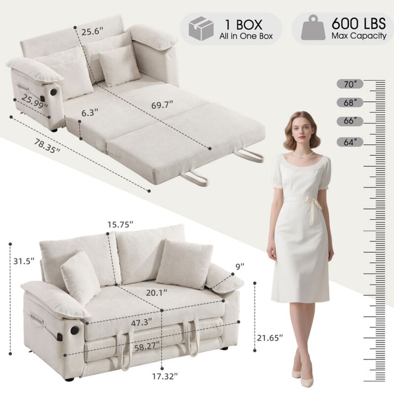 Jidpop 3-in-1 Upholstered Futon Sofa image number 9
