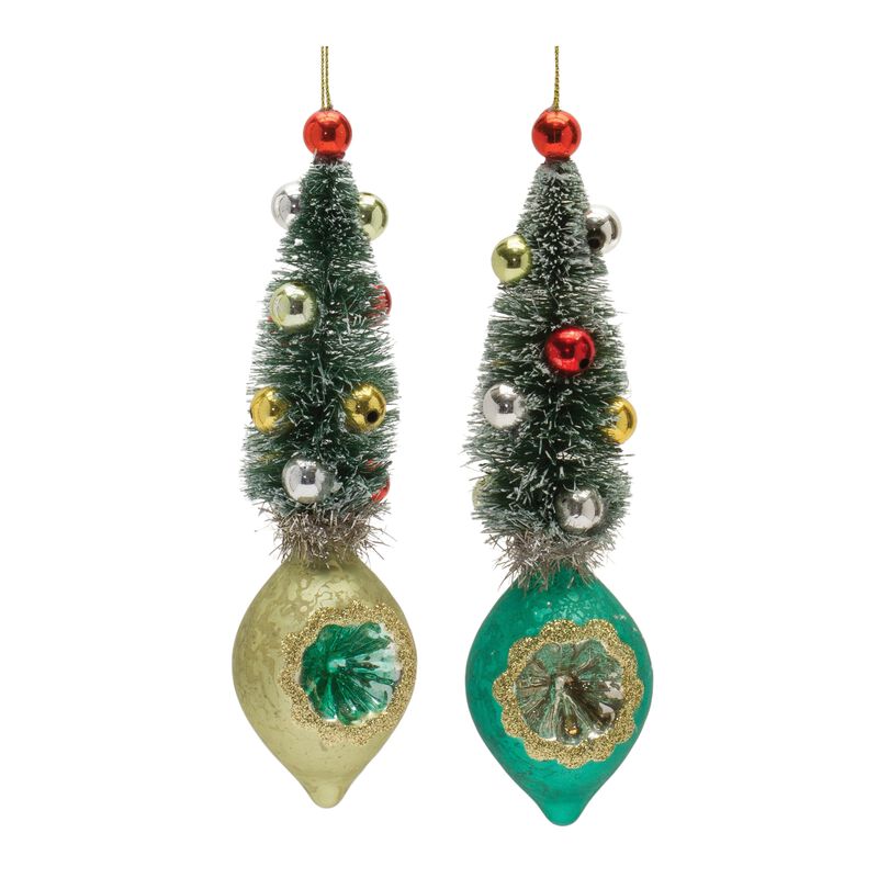 Pine Tree Reflector Drop Ornament (Set of 12) – Festive Christmas Decorations with Pine Tree Design and Reflective Finish