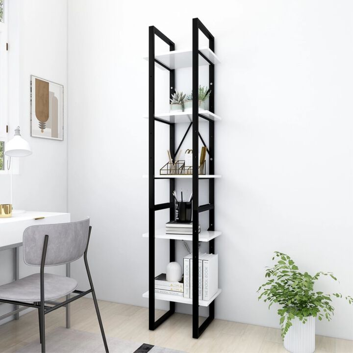 vidaXL Bookshelf, 5-Tier Book Cabinet Open Shelf Bookcase, Wall Bookshelf Storage Shelf, Freestanding Shelving Unit, Modern, White Engineered Wood