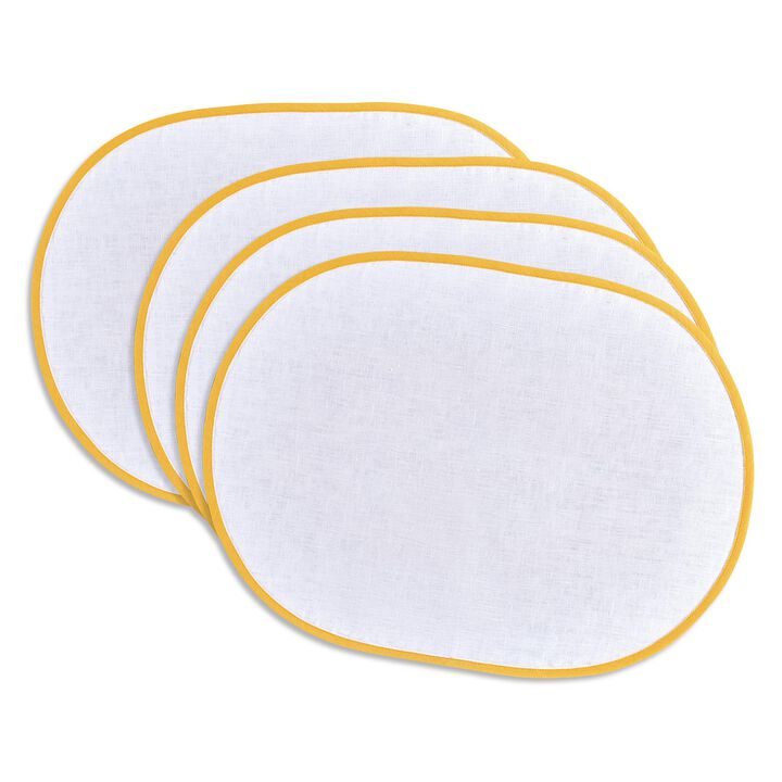 Solino Home 100% Pure Linen Oval Placemats 14 x 19 Inch Set of 4 - Chloe