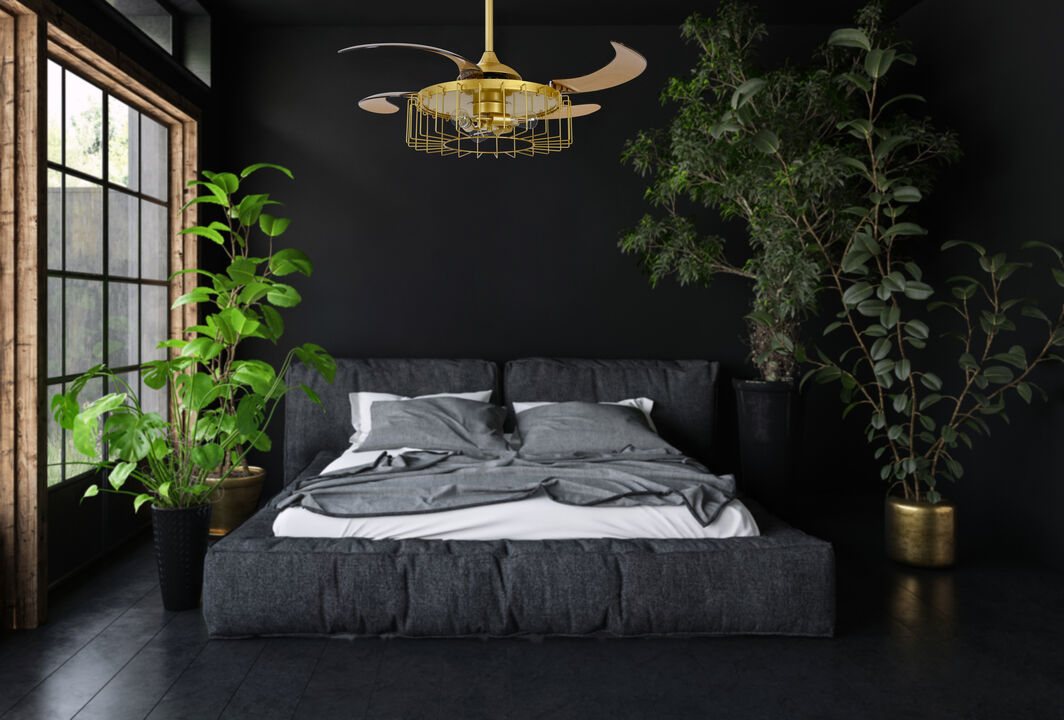 Fanaway Sheridan 48" Retractable Blade Ceiling Fan with Light and Remote, Modern Fandelier Ceiling Fan, Patented Design Technology, Stronger Thicker Blades