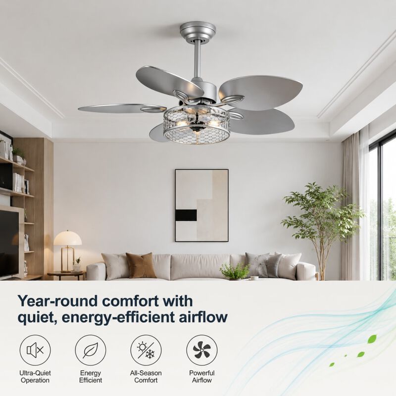 42" Indoor Ceiling Fan with Light and Remote Control image number 4