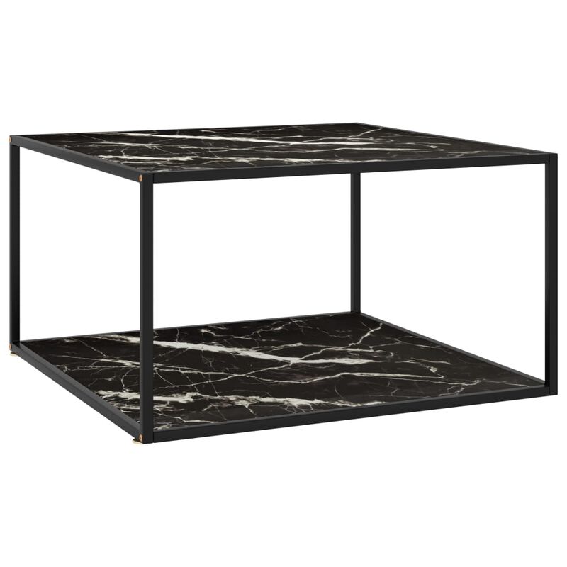 vidaXL Coffee Table Black with Black Marble Glass 35.4x35.4x19.7