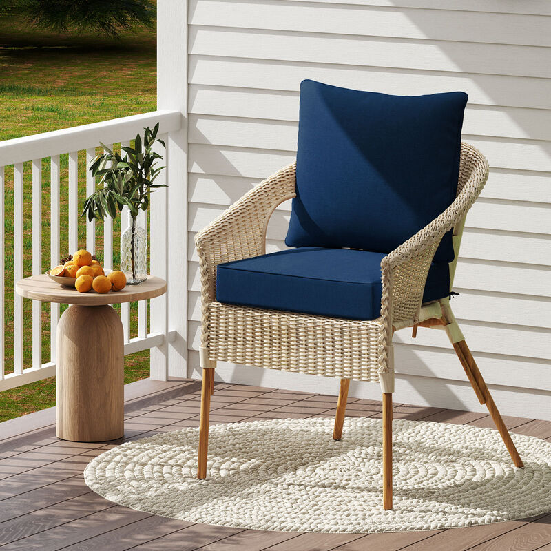 Deep Seat Chair Cushion Pads Set with Rope Belts for Indoor and Outdoor Comfort