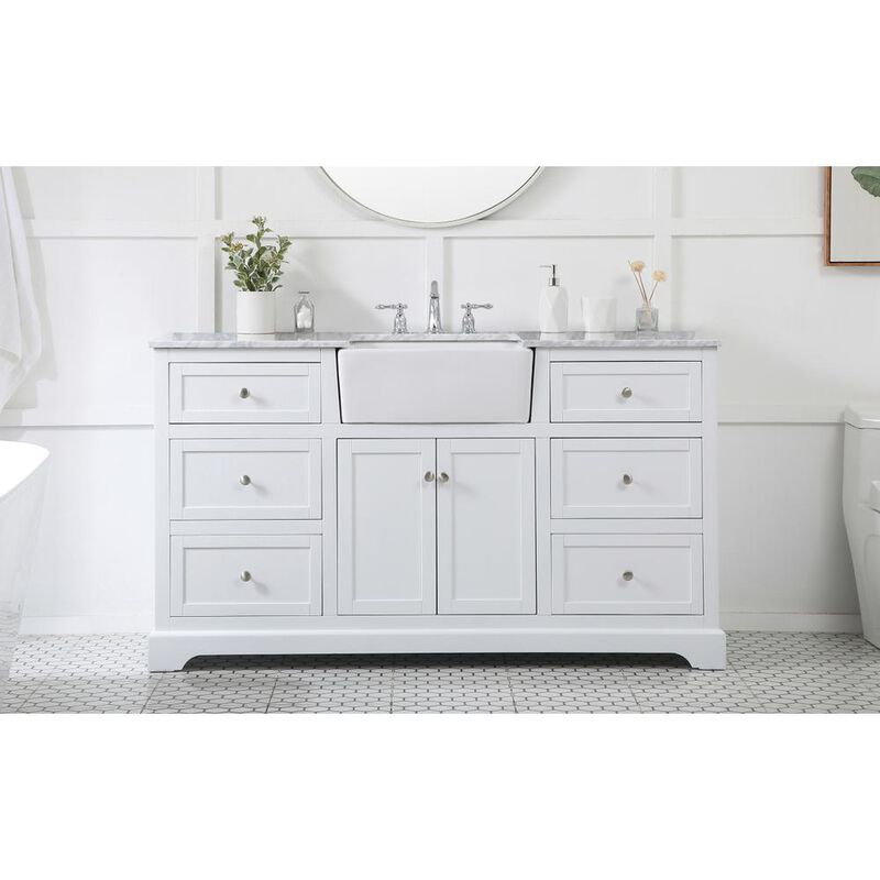 Elegant Kitchen and Bath 60 inch Single bathroom vanity in white