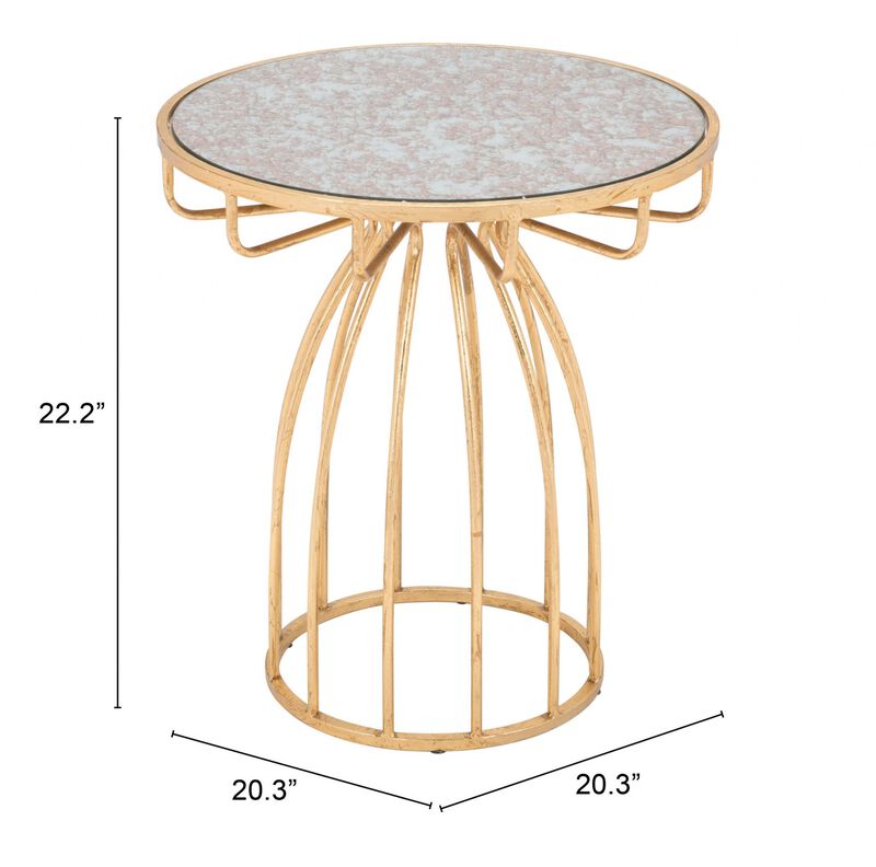 Homezia 22" Gold And Brown Steel Round End Table
