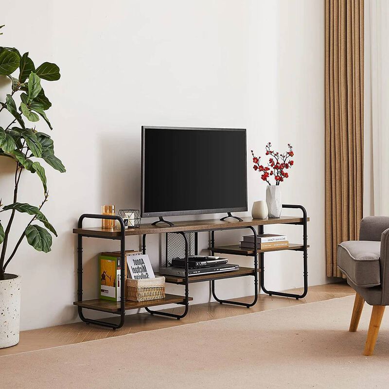 Rustic Industrial TV Stand with Open Storage &ndash; Fits TVs up to 60 Inches