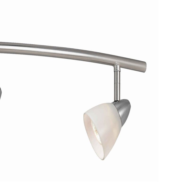 5 Light 120V Metal Track Light Fixture with Glass Shade, White and Silver - Benzara