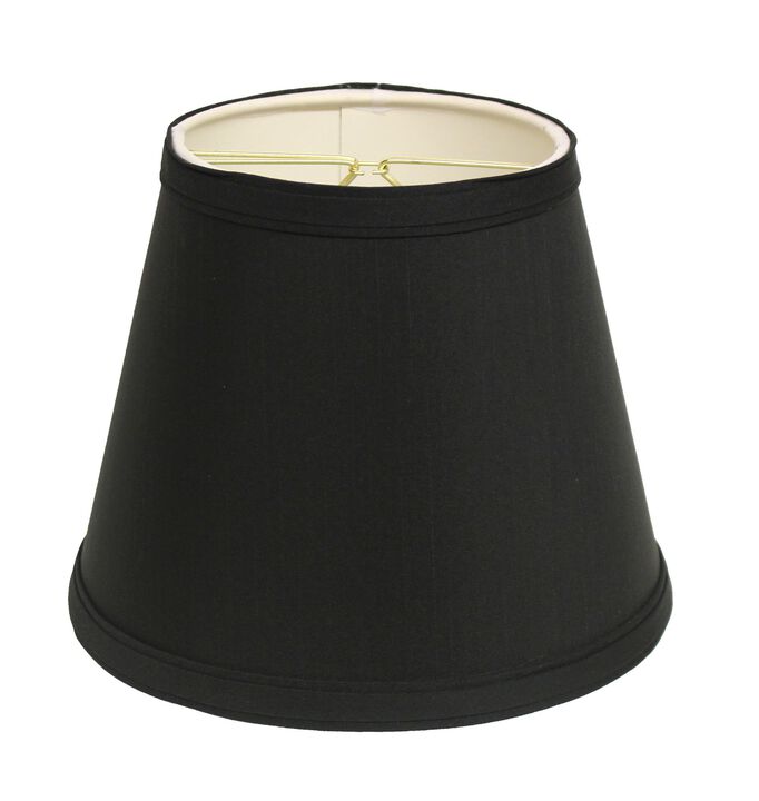 Hivvago 8" Black with White  Empire Hardback Slanted Shantung Lampshade