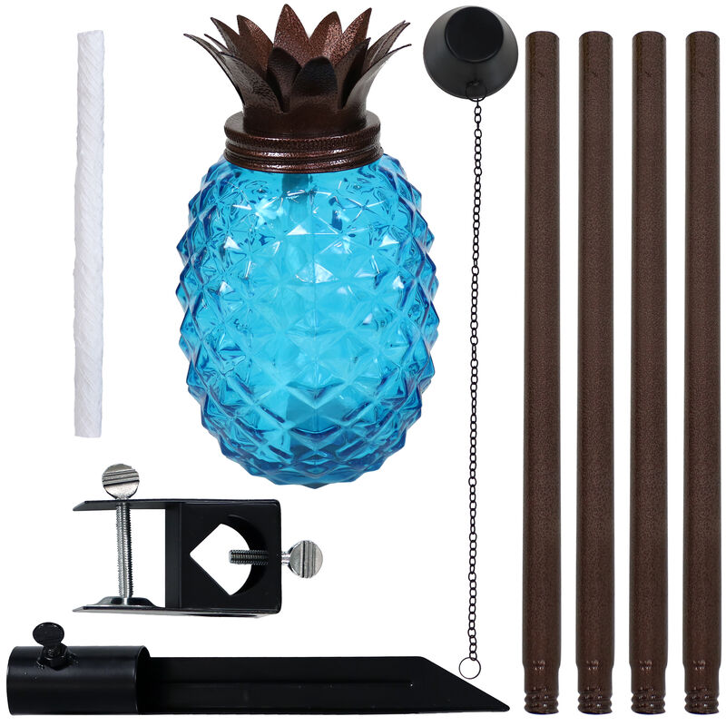Sunnydaze Tropical Pineapple 3-in-1 Glass Outdoor Torches