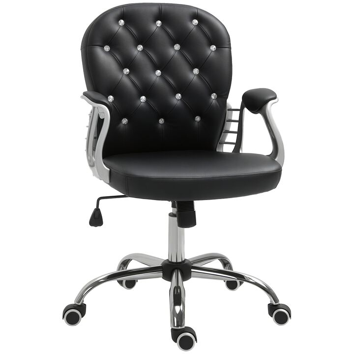 Hivvago PU Leather Office Chair with Tufted Back and Swivel Base