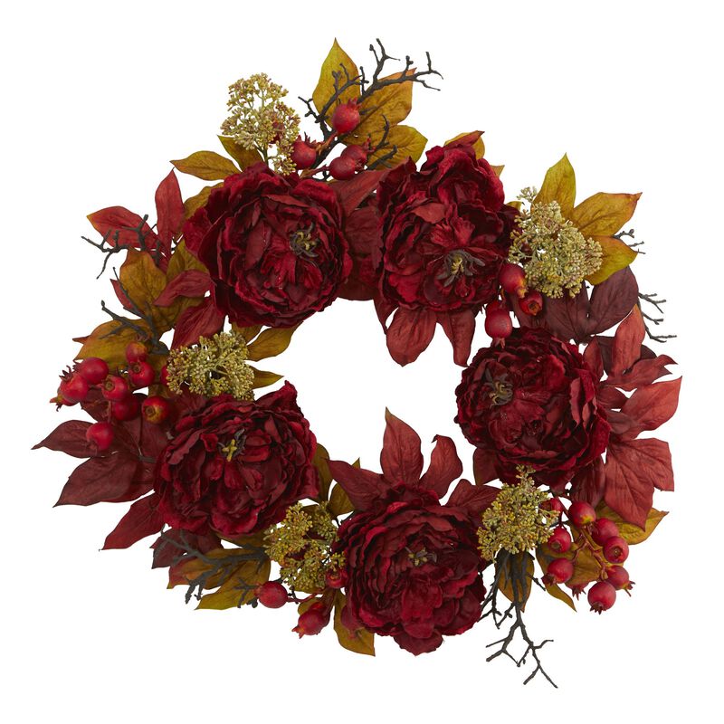 Hivvago 24" Peony Sedum Wreath