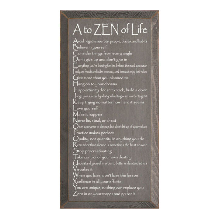 A to ZEN of Life Funny Zen Quote Wooden Wall Sign