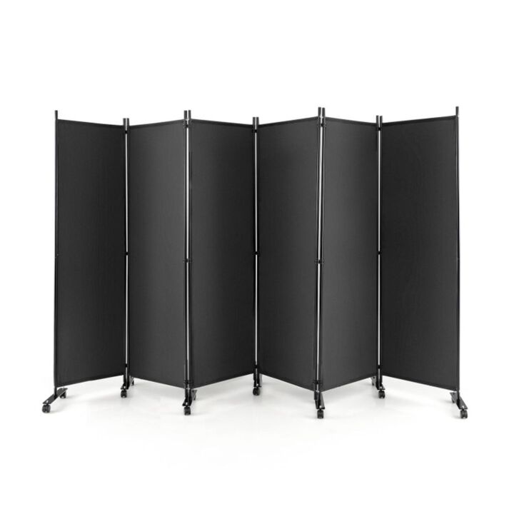 Hivvago 6 Panel 5.7 Feet Tall Rolling Room Divider on Wheels