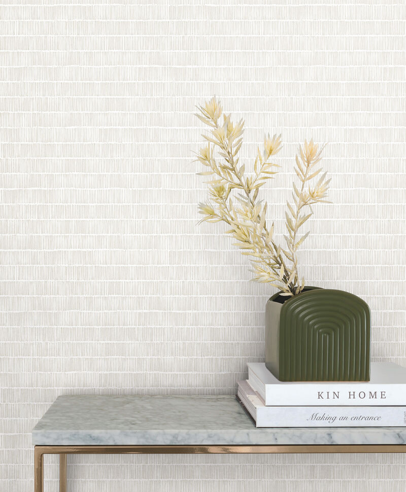 Horizontal Hash Marks White & Cream Wallpaper (Set of 2) image number 2