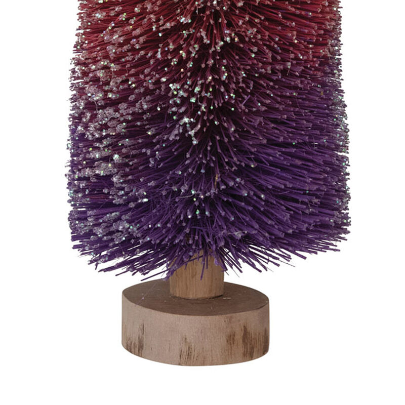Bottle Brush Tree with Wood Base and Glitter, Purple and Burgundy Ombre image number 1