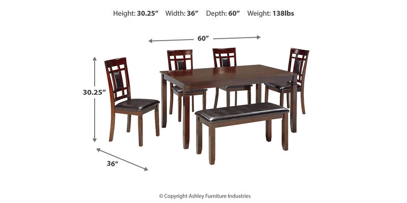 Bennox Dining Table and Chairs with Bench (Set of 6) image number 4