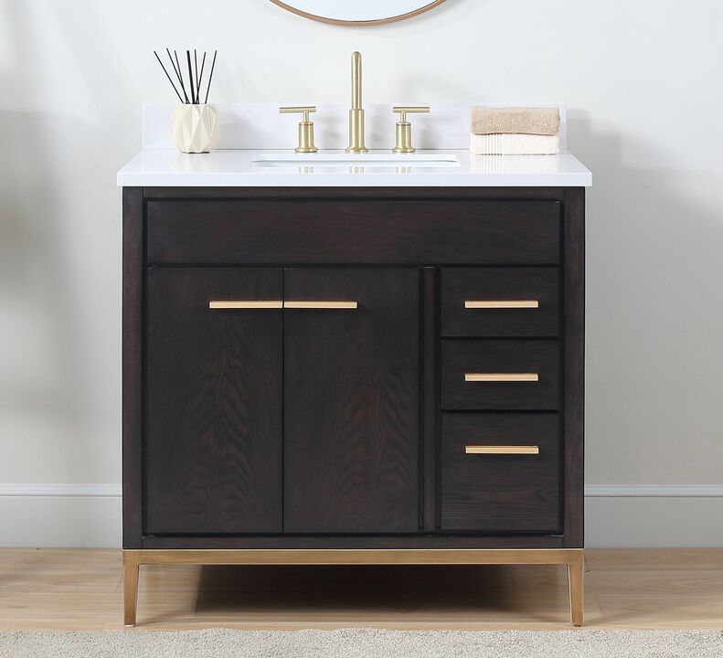 36 Inch Tennant Brand Modern Style Beatrice Bathroom Sink Vanity Wenge Finish