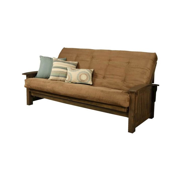 Washington Queen Frame-Rustic Walnut Finish-Suede Peat Mattress