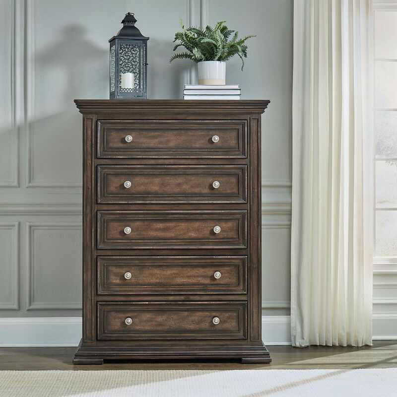 Liberty Furniture Big Valley 5 Drawer Chest in Whitestone w/ Heavy Distressing image number 3