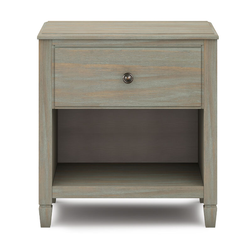Connaught SOLID WOOD 24 inch Wide Traditional Bedside Nightstand Table in Distressed Grey
