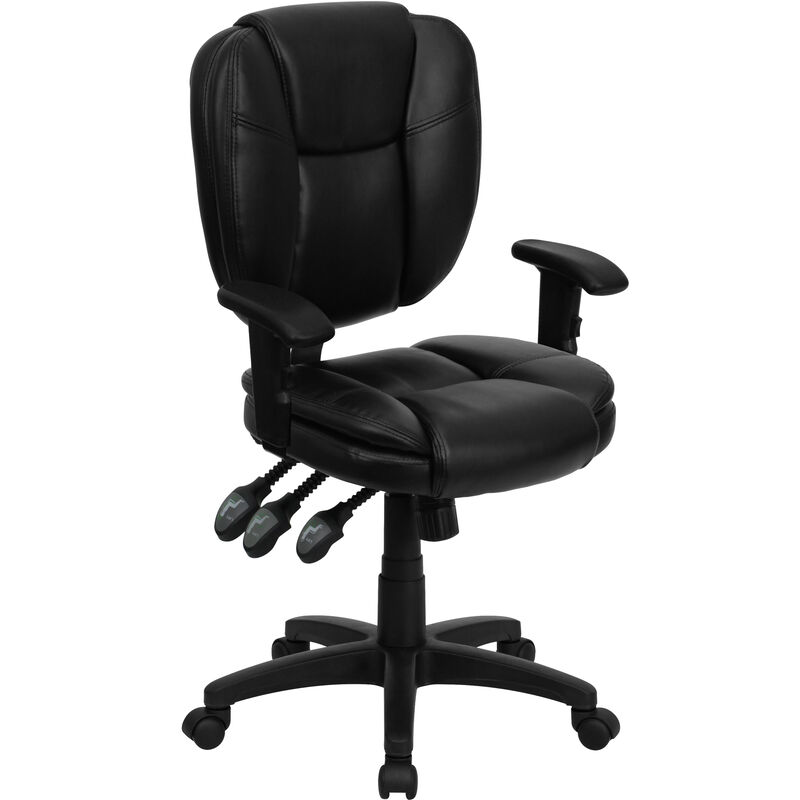 Caroline Mid-Back Fabric Multifunction Swivel Ergonomic Task Office Chair with Pillow Top Cushioning and Arms image number 0