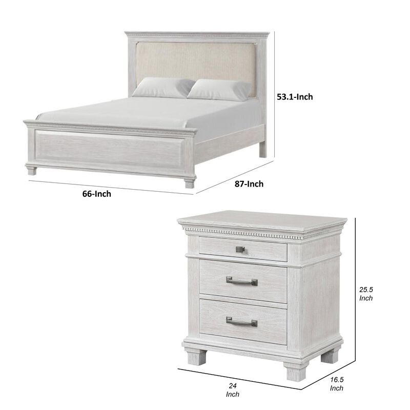 Queen Bedroom Set, Gray, Cream Wood, 2 Piece Set with Nightstand image number 7