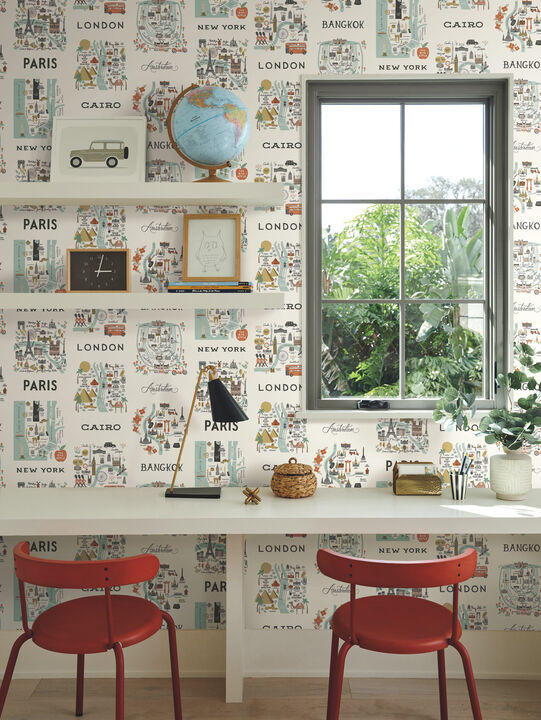 City Maps Mint Peel & Stick Wallpaper (Set of 2)