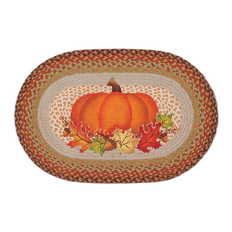 Earth Rugs Op-438 Pumpkin Leaf Oval Patch 20 X 30 image number 0