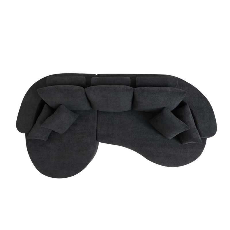 Christopher Knight Home Edana 106" Modern Cozy Upholstered 4 Seater Curved Sectional Sofa with 7 Pillows