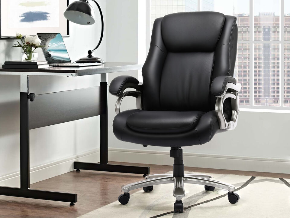 Executive PU Leather Office Chair, Big and Tall Computer Desk Chair With Padded Arms