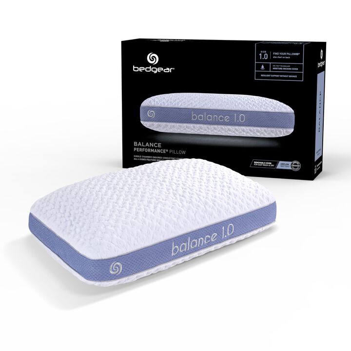 Bedgear Balance Performance Pillow - 1.0 - Moisture Wicking Bed Pillow for All Sleep Positions - Medium Firmness Bed Pillow - Wa