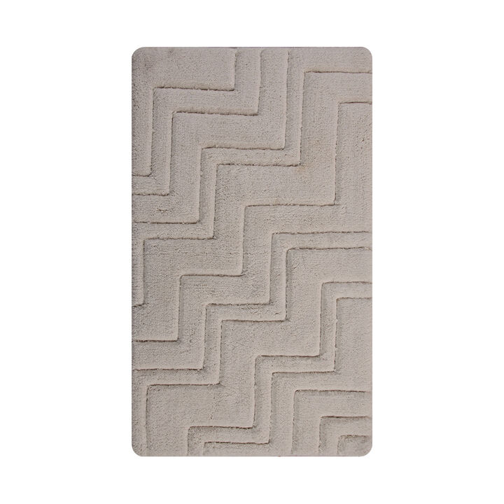 Zig Zag Pattern Cotton Non-Skid Back Bath Rug 24" x 40" Ivory by Castle Hill London