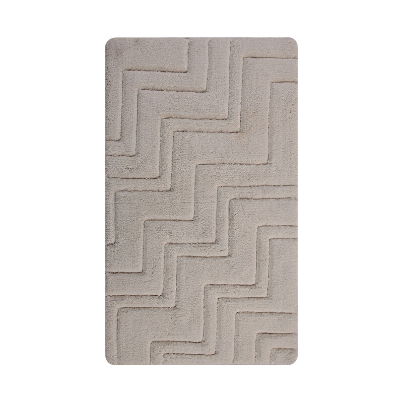 Zig Zag Pattern Cotton Non-Skid Back Bath Rug 24" x 40" Ivory by Castle Hill London