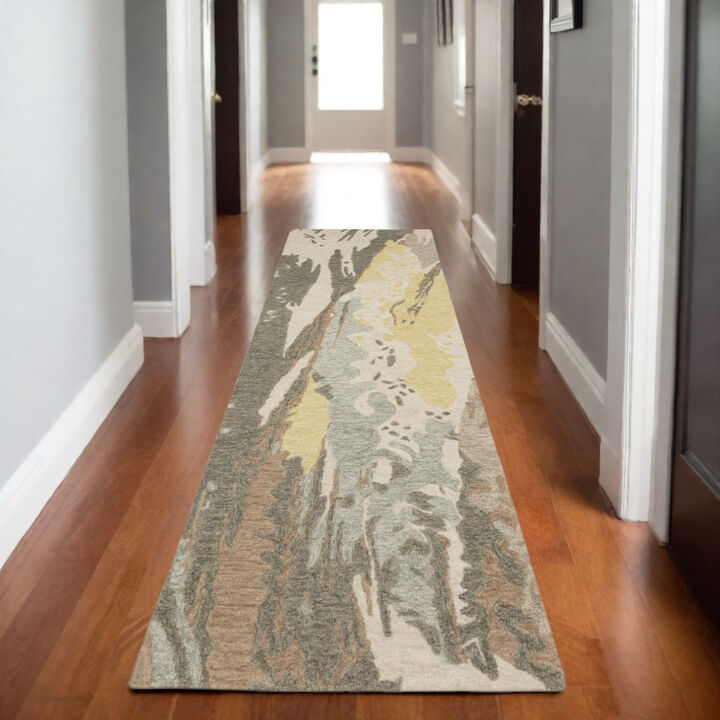 HomeRoots Wool Abstract Hand Tufted Runner Rug
