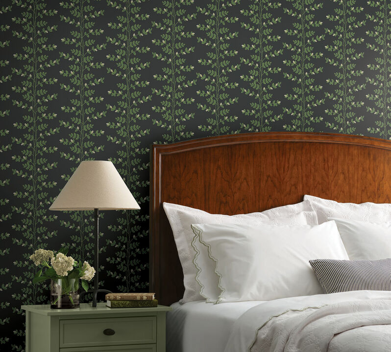 Climbing Vine Black Wallpaper