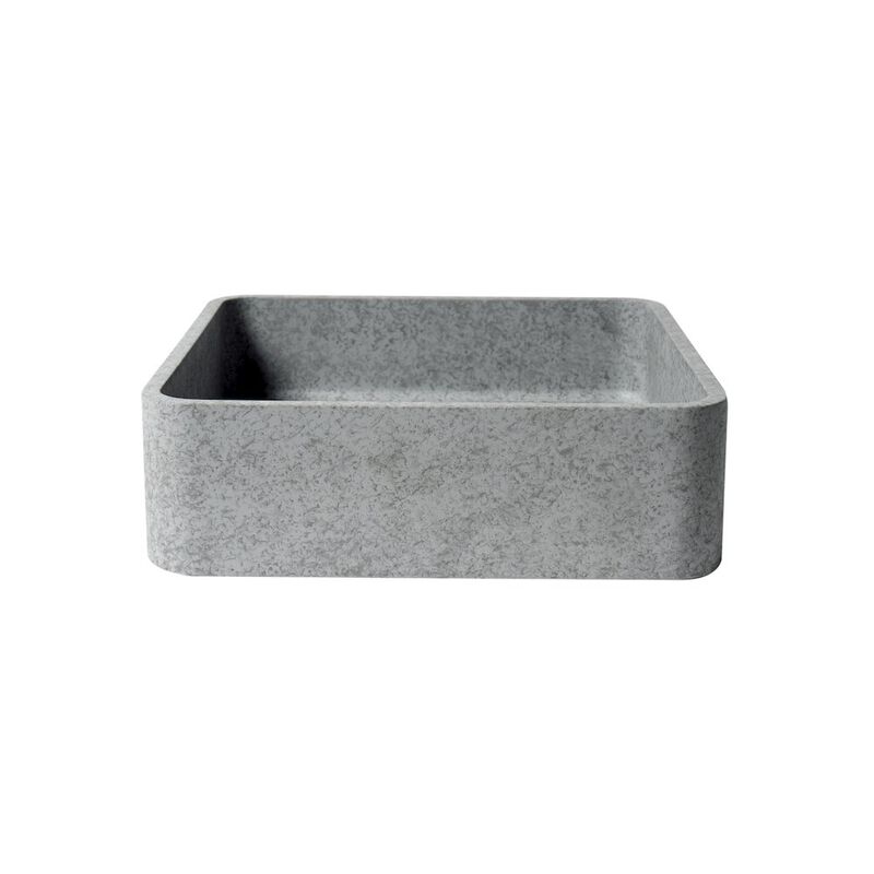 ALFI brand 16 Solid Concrete Chiseled Style Square Above Mount Vessel Sink