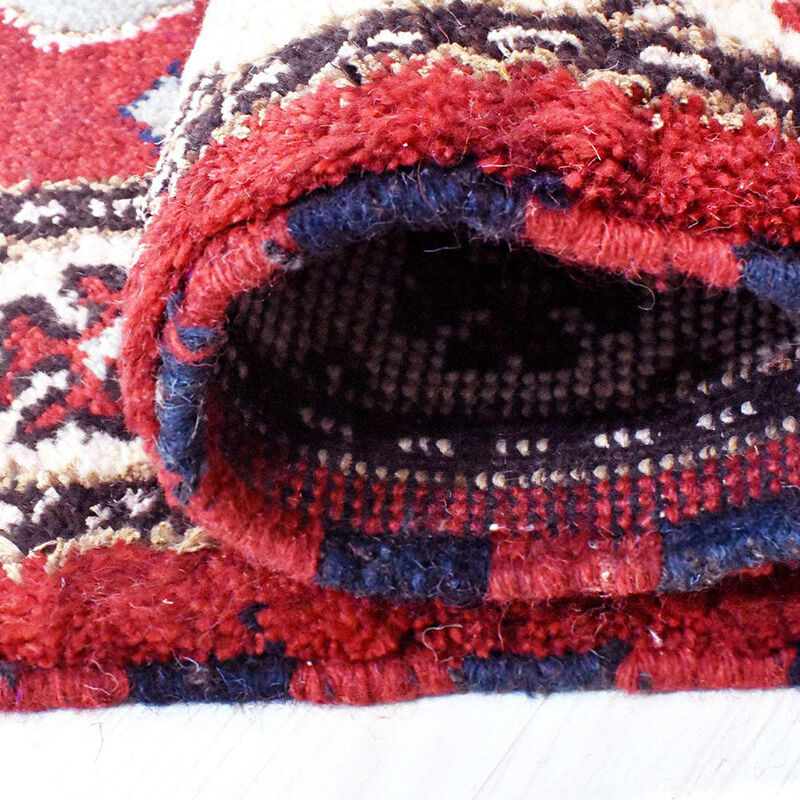 RUGSOTIC CARPETS HAND KNOTTED WOOL & SILK ECO-FRIENDLY ORIENTAL AREA RUGS  - Runner Shape, Classic Oriental Traditional , Low Pile Handmade Area Rugs (AF0116) image number 5