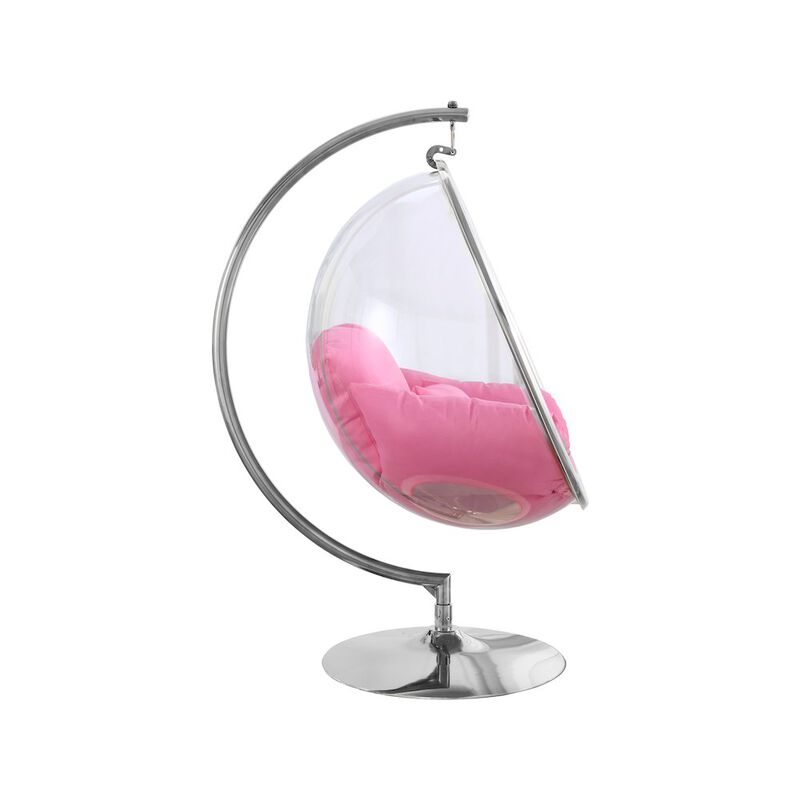 Meridian Furniture Luna Pink Durable Fabric Acrylic Swing Chair