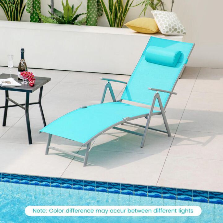 Hivvago Folding Chaise Lounge Chair Outdoor Reclining Chair for Backyard-Tuiquoise