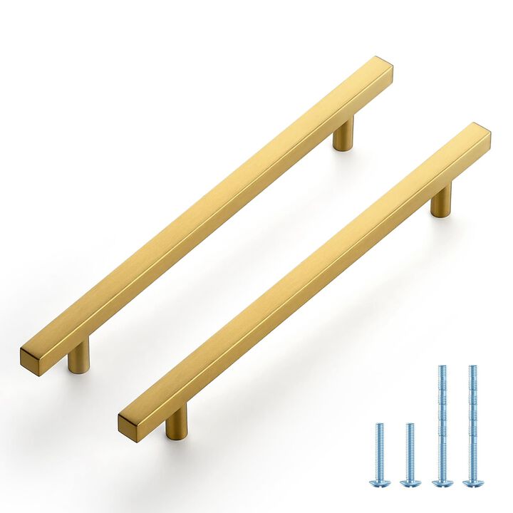 JOY DECOR 30 Pack 7-1/2 Inch Brushed Brass Square Cabinet Handles Stainless Steel Cabinet Hardware Pulls for Kitchen and Drawers