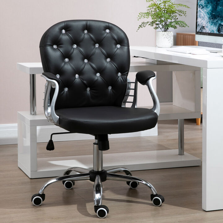 Hivvago PU Leather Office Chair with Tufted Back and Swivel Base