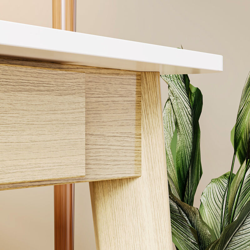 1-Piece White Wooden Makeup Vanity, Vanity Table, Dressing Desk with 2 Drawers, 39.4 in. W x 21.7 in. D x 29.5 in. H